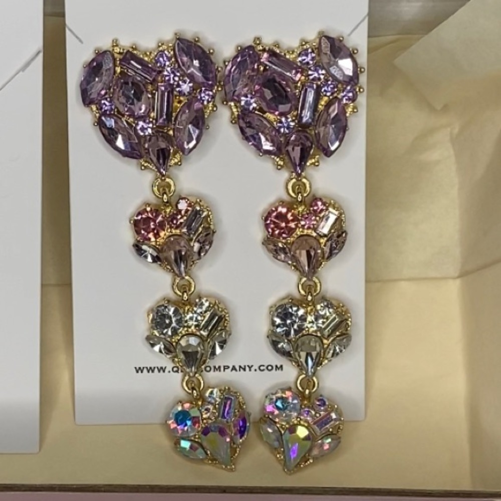 Heart Drop Dangle Tassel Earrings